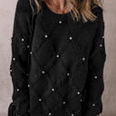  Valerie Pearl Embellished Rhombus Pattern Sweater