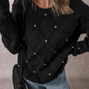  Valerie Pearl Embellished Rhombus Pattern Sweater