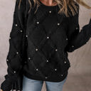  Valerie Pearl Embellished Rhombus Pattern Sweater