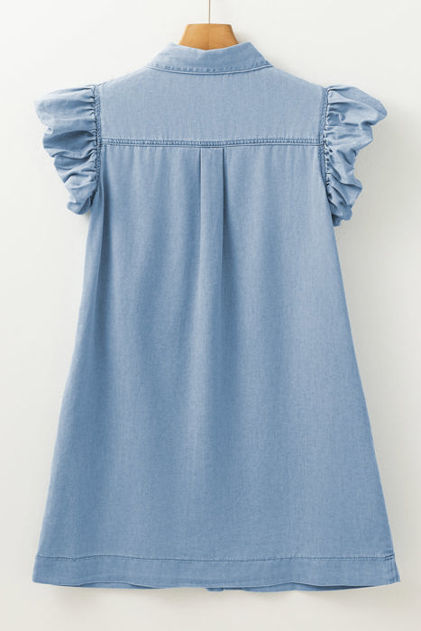 Vanessa Flutter Sleeve Button Up Denim Dress