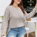  Vanessa Knit Ribbed Trim Long Sleeve PLUS Top
