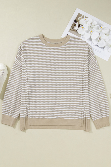 Vanessa Knit Ribbed Trim Long Sleeve PLUS Top
