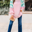  Vanessa Patchwork Raglan Pullover Top