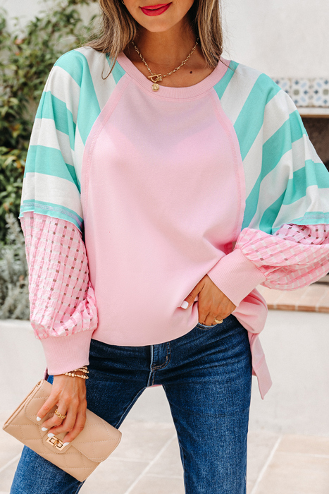 Vanessa Patchwork Raglan Pullover Top