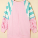  Vanessa Patchwork Raglan Pullover Top