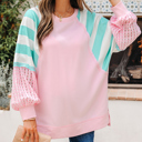 Bonbon XL Vanessa Patchwork Raglan Pullover Top