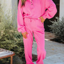  Vera Raw Edge Half Buttons Pullover and Jogger Pants Set