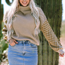 Smoke Gray Large Vera Waffle Knit Turtleneck Sweater