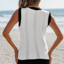  Veronica Eyelet Knit V Neck Sweater Vest