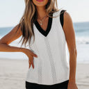  Veronica Eyelet Knit V Neck Sweater Vest