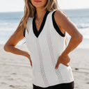  Veronica Eyelet Knit V Neck Sweater Vest