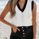  Veronica Eyelet Knit V Neck Sweater Vest