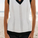  Veronica Eyelet Knit V Neck Sweater Vest