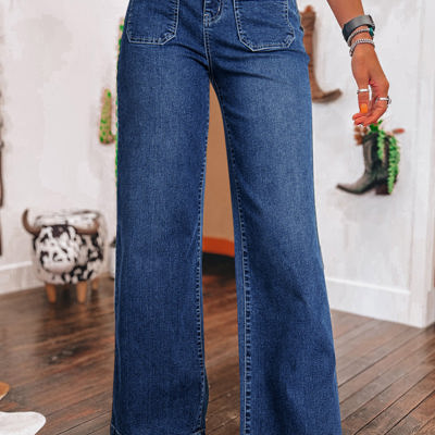 Victoria Wide Leg Pocketed High Waist Jeans