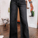Black Size 12 Victoria Wide Leg Pocketed High Waist Jeans