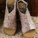  Vintage Floral Hollowed Platform Sandals