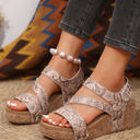  Vintage Floral Hollowed Platform Sandals