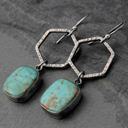  Vintage Turquoise Geometric Drop Earrings