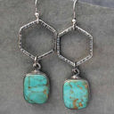 Green Vintage Turquoise Geometric Drop Earrings