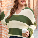  Violet Stripe Colorblock Notched PLUS Sweater