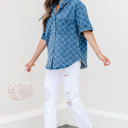  Violette Checkered Textured Short Sleeve