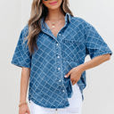  Violette Checkered Textured Short Sleeve