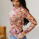  Virginia Floral Print Mesh Long Sleeve Top
