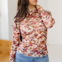  Virginia Floral Print Mesh Long Sleeve Top