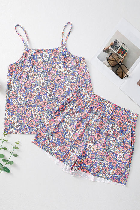 Virginia Floral Spaghetti Straps Tank Top and Shorts Set