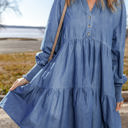  Vivian Buttoned Tiered Denim Mini Dress