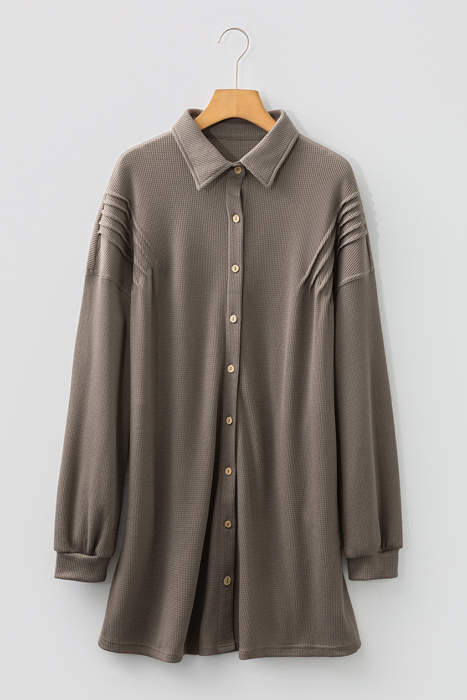 Viviana Taupe Waffle Knit Shirt