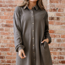 Simply Taupe Large Viviana Taupe Waffle Knit Shirt