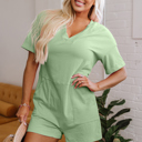 Grass Green XL Vivienne Half Sleeve Knit Romper