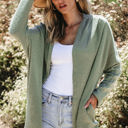 Laurel Green Large Waffle Knit Open Front Cardigan