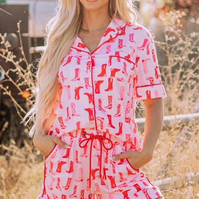 Western Cowgirl Boots Pajama Set
