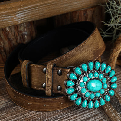 Western Turquoise Decor Retro Wide Belt