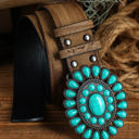  Western Turquoise Decor Retro Wide Belt