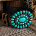  Western Turquoise Decor Retro Wide Belt