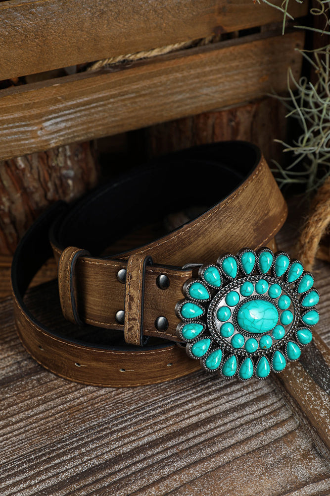 Western Turquoise Decor Retro Wide Belt