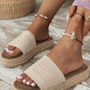  White Boho Woven Non-slip Wedge Slippers