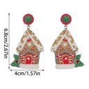  White Christmas Style House Beaded Stud Dangle Earrings