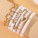  White MAMA Heart Pearl Layer Bracelet
