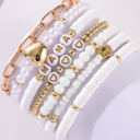  White MAMA Heart Pearl Layer Bracelet