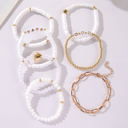  White MAMA Heart Pearl Layer Bracelet