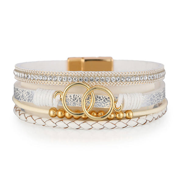 White Ring Beads Hand-woven Buckle Bracelet