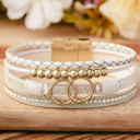  White Ring Beads Hand-woven Buckle Bracelet