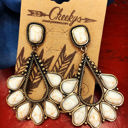  White Turquoise Inlay Cut Out Western Dangle Earrings