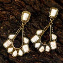  White Turquoise Inlay Cut Out Western Dangle Earrings