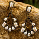  White Turquoise Inlay Cut Out Western Dangle Earrings