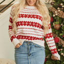  Rosalie Patterned Crew Neck Loose Sweater